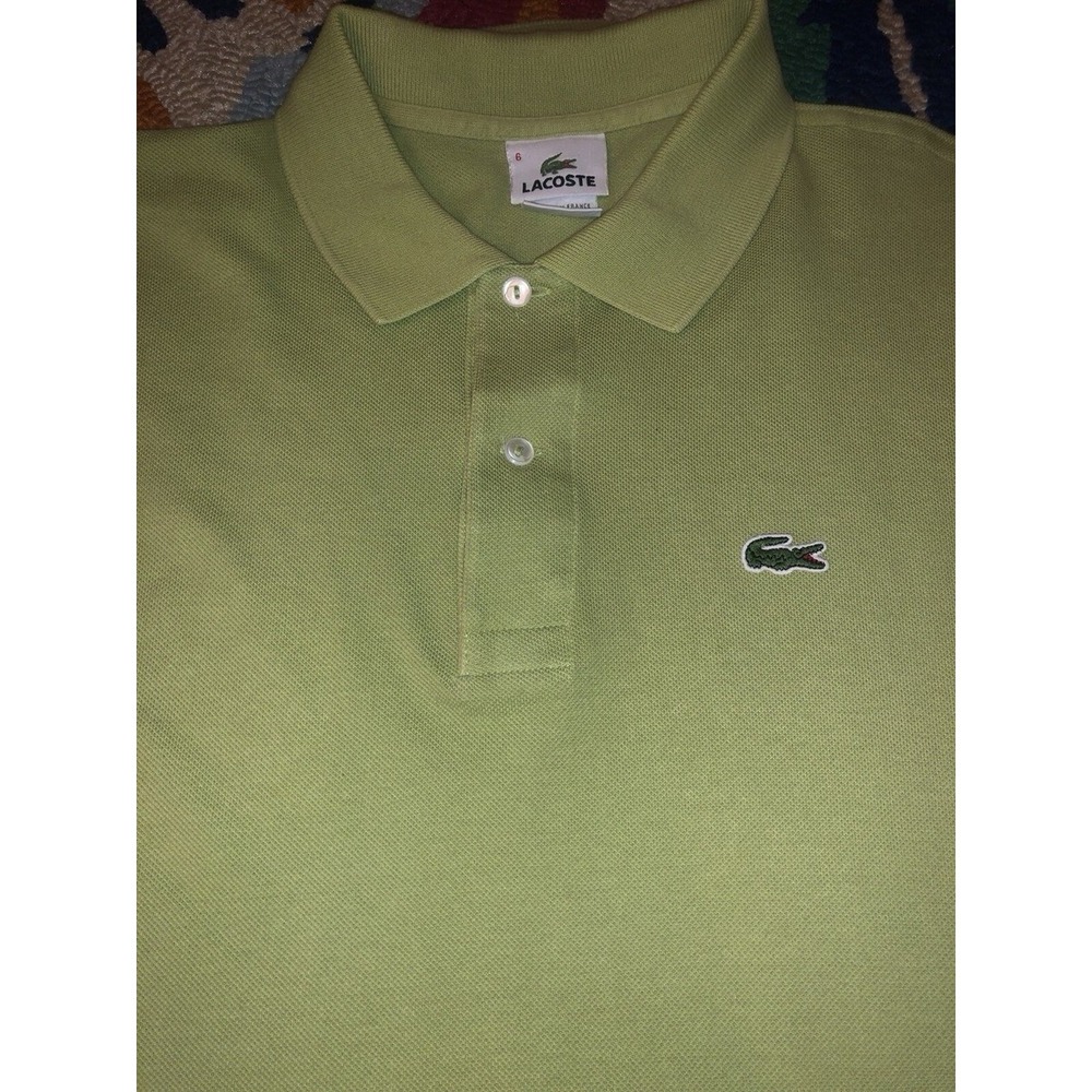Lacoste Men's Lime Green Polo‎ 100% Cotton Size 6 (XL)